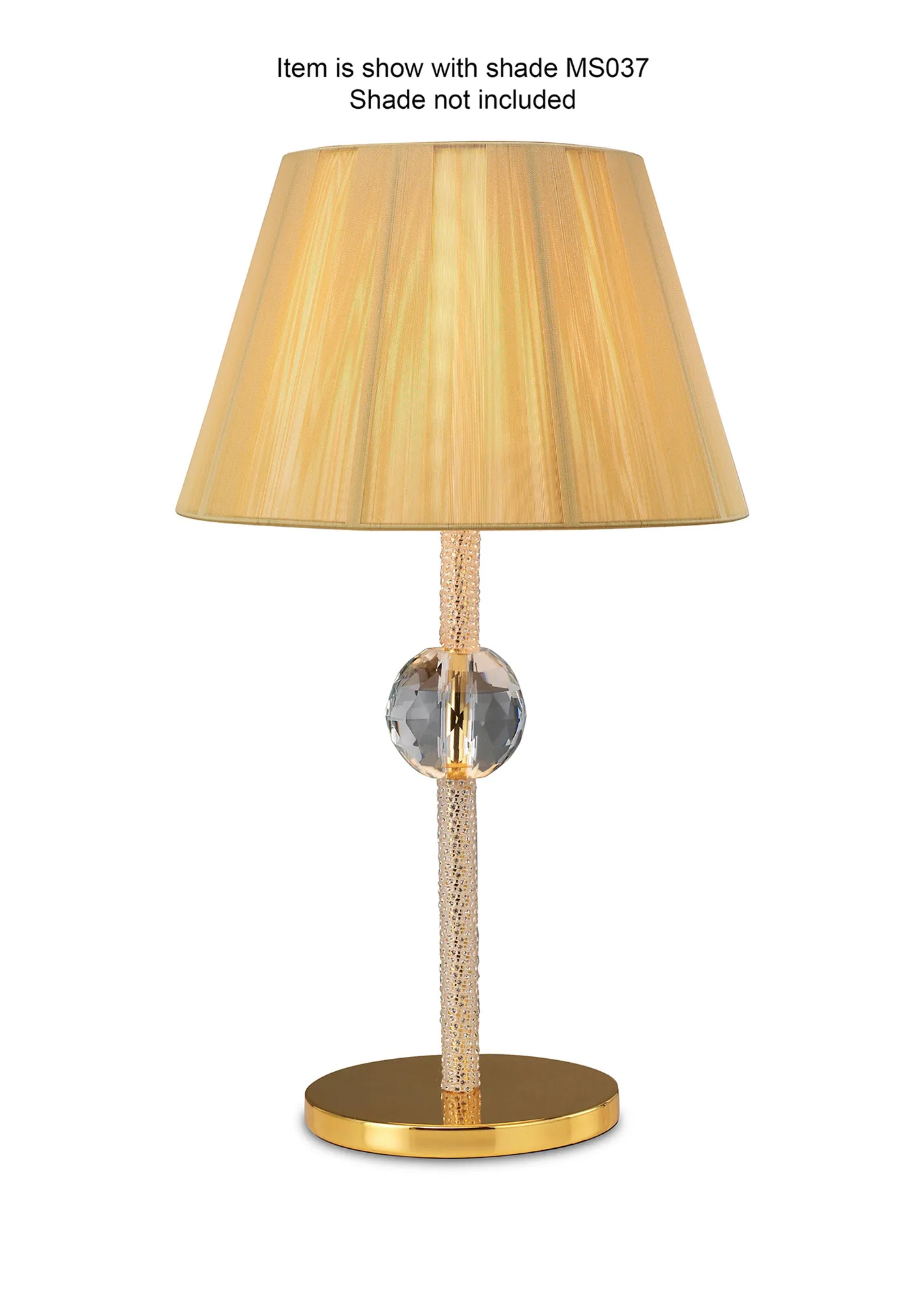 IL30520  Elena Crystal 40cm 1 Light Table Lamp Without Shade Gold